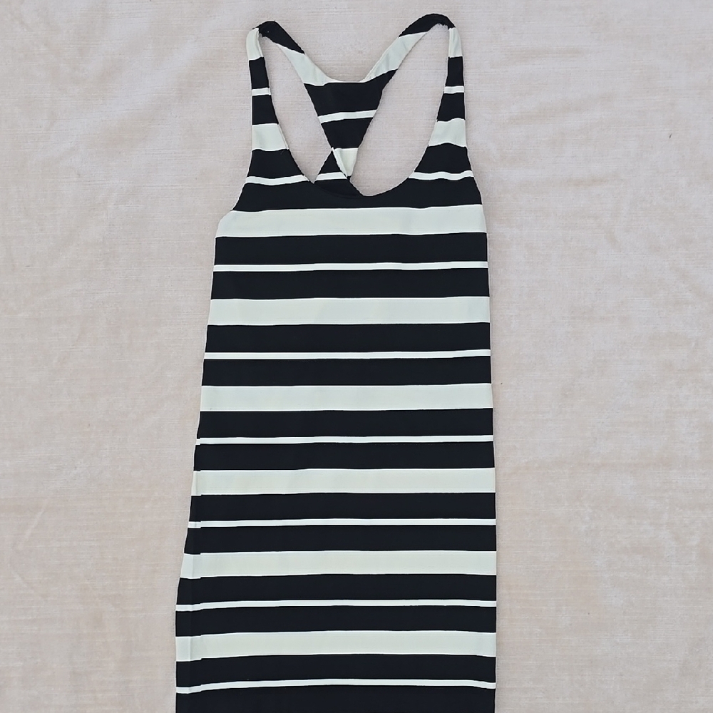 Bebe Black and White Striped Tank Dress